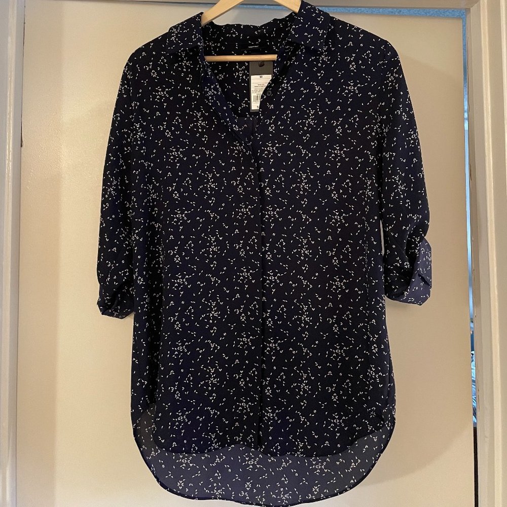 Long-Sleeved Collared Shirt | Navy | Medium